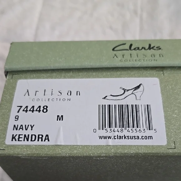 Clarks NavyLeather Heeled Peep-Toe Shoes with Adjustable Strap - Picture 3 of 12